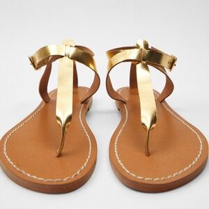 ZARA Flat Laminated Leather Sandals